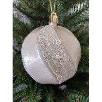 Новорічна куля в блискітках "Хвилька" Ø80мм перлина, ціна за набір 4шт